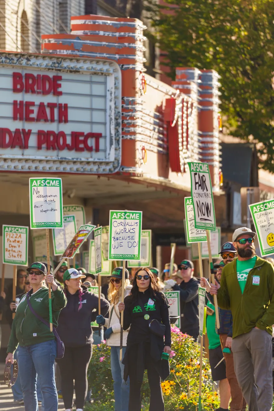 Corvallis workers on strike